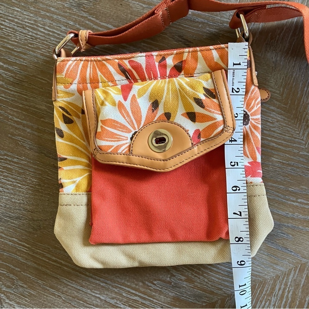 Franco Sarto Floral Canvas Crossbody Purse Bag - Picture 11 of 13